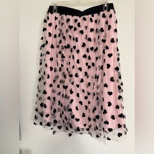 Cato Pink Skirt with Black Hearts Valentines